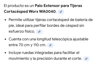 Palo extensor para tijeras telescópico