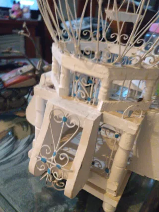 Jaula Decorativa Artesanal Blanca