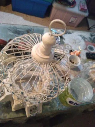 Jaula Decorativa Artesanal Blanca