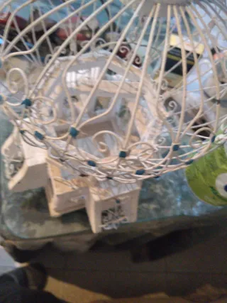 Jaula Decorativa Artesanal Blanca