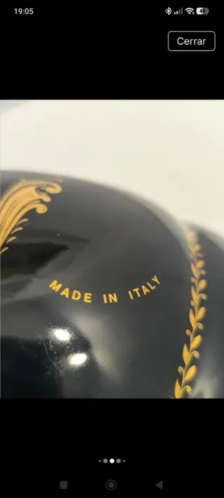 Bombonera Italiana Porcelana Negra y Dorada