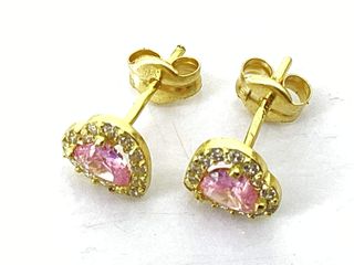 pendientes oro 18k con piedra con circonita