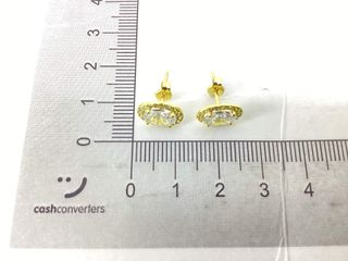 pendientes oro 18k con piedra con circonita