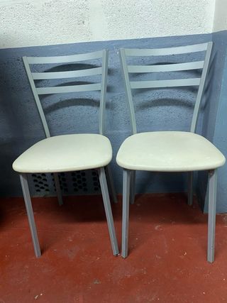 2 Sillas y Taburete Cocina Metálico Beige/Gris