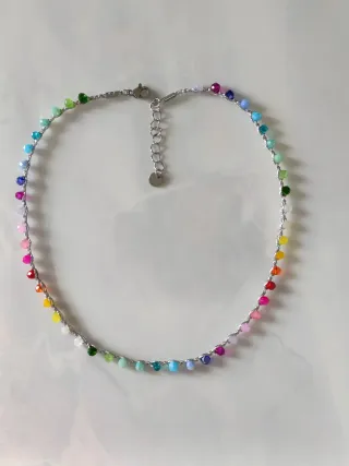 Collana Uncinetto Multicolor con filato argento