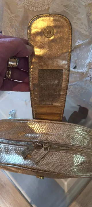 BeautyKey Borsa Colore Oro Effetto Pitone