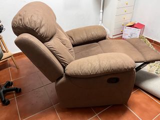 Sofá reclinable tela beige