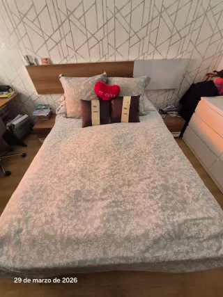 Cama canapé 135cm + 2 mesitas y colchón