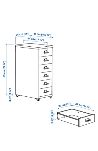 Cajonera con ruedas IKEA Helmer gris