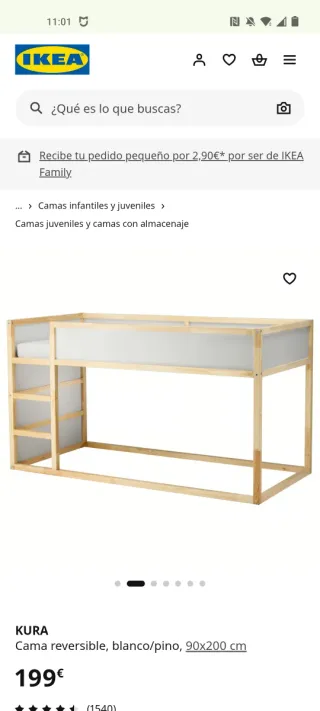 Cama KURA Ikea con tejado