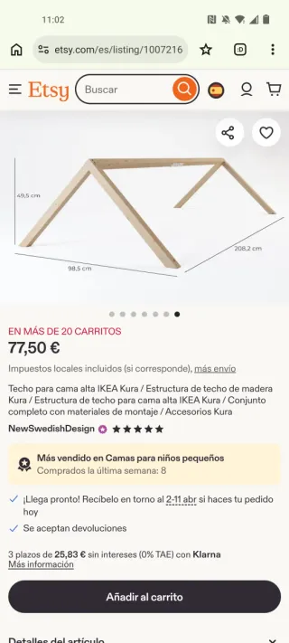 Cama KURA Ikea con tejado