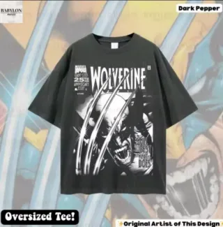 Camiseta Marvel Wolverine Oversized Negra L