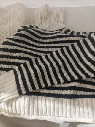 2 Jerséis de Lana Rayas Blanco y Negro