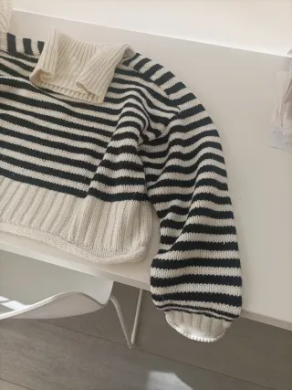 2 Jerséis de Lana Rayas Blanco y Negro