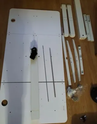 Mesa escritorio blanca elevable teletrabajo, gamer