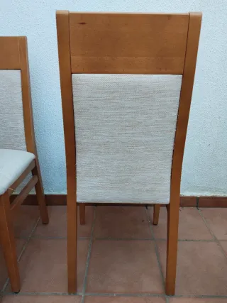 4 Sillas Madera Maciza Tapizadas Beige