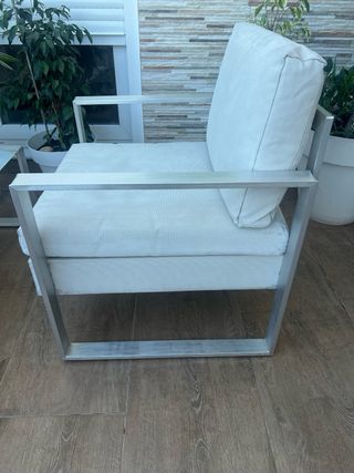 Mesa y 6 Sillas Jardín aluminio. Y sofa