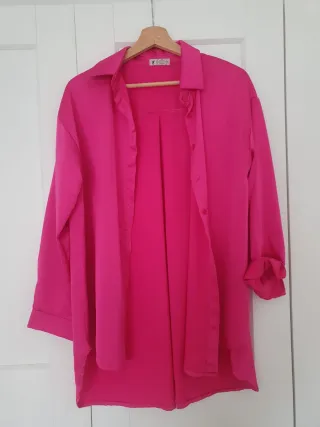 Camisa larga rosa oversize