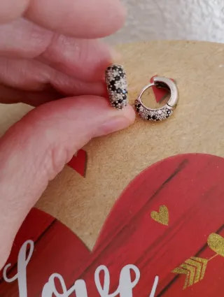 Aros Plata Circonita Negra y Blanca