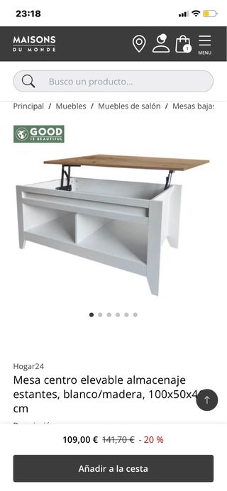 Mesa centro elevable y extensible.