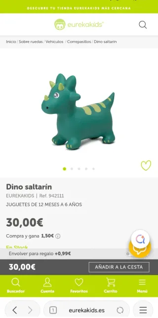 Juego Dino saltarín verde para niño de 1 - 5 años