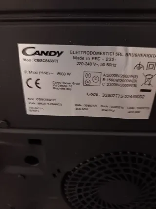 Placa Inducción Candy CIDSCS633TT A59xP52xL55