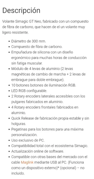 Volante Simagic GT Neo PC Nuevo