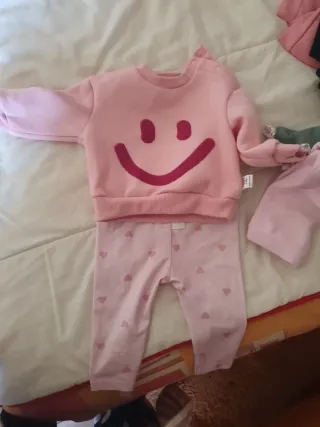 Conjunto bebé niña rosa smiley