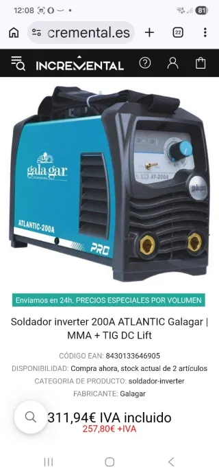 Soldadora Galagar Atlantic-200A