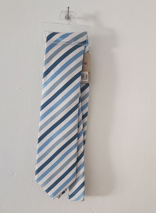 T357. Corbata DOC seda rayas azul y blanco