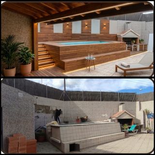 Pérgola de madera y metal