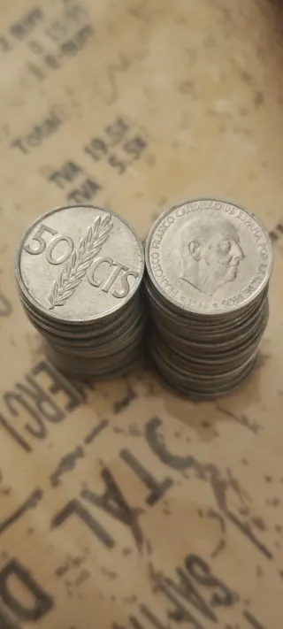 Lote de 40 Monedas 50 cts del 1966