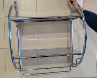 Estantería baño metal 2 baldas con toallero.