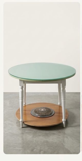 Mesa redonda cristal y madera