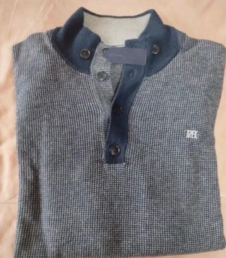 Jersey Pedro del Hierro botones azul/gris Talla M