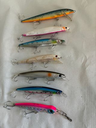 7 señuelos , artificiales, rapalas de pesca