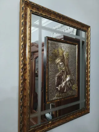 Espejo Ovalado  Dorado y Cuadro del Gran Poder