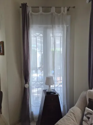 3 cortinas tupidas + 3 visillos + 2 barras