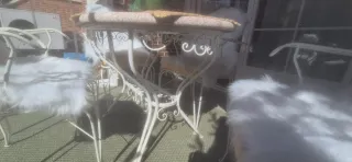 Tavolo da giardino esterno in ferro e pietra