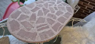 Tavolo da giardino esterno in ferro e pietra