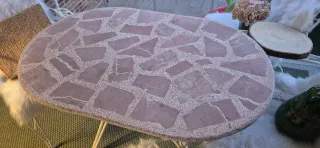 Tavolo da giardino esterno in ferro e pietra