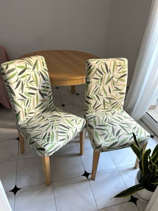 Mesa redonda extensible madera + 3 sillas