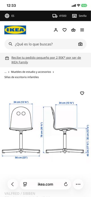 Silla infantil de escritorio azul