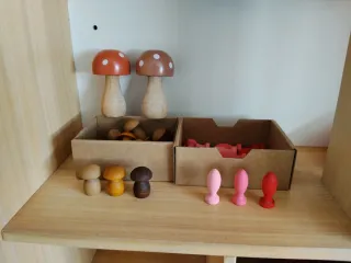 Set de setas y pétalos de madera