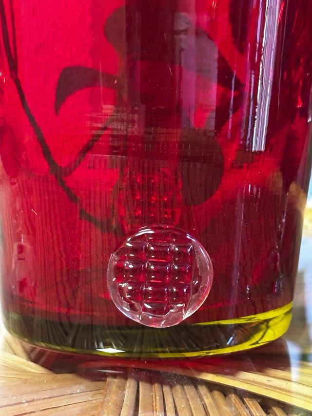 Conjunto cubitera vidrio rojo rubí 60s