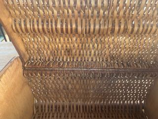 Maleta Mimbre Vintage Asa Cuero Cierres Metal