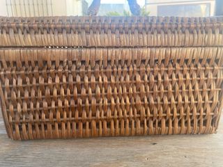 Maleta Mimbre Vintage Asa Cuero Cierres Metal