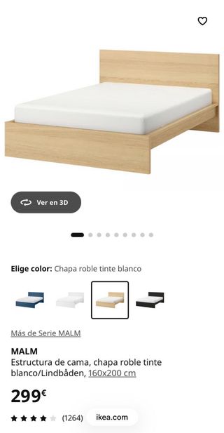 Cama Malm Ikea 160x200 con cajones y somieres