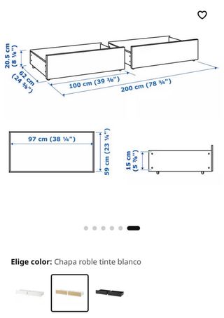 Cama Malm Ikea 160x200 con cajones y somieres
