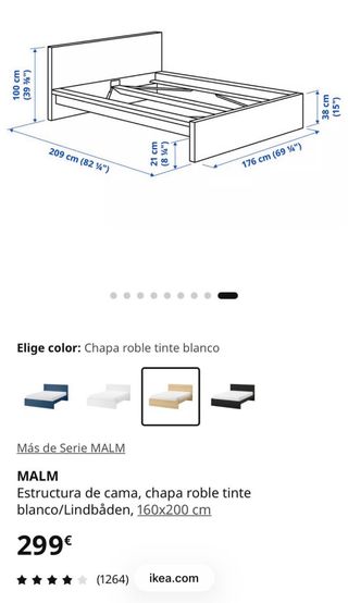 Cama Malm Ikea 160x200 con cajones y somieres